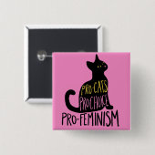 Badge Carré 5 Cm Pro-chats Pro-choix pro-féminisme (Devant & derrière)