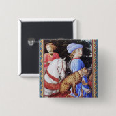 Badge Carré 5 Cm Procession de Magus Melchior, Cheval, Chat sauvage (Devant & derrière)
