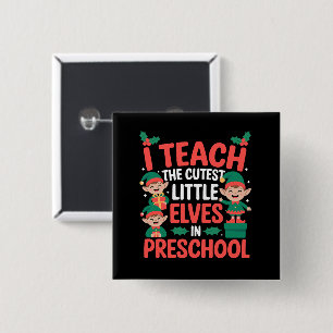 Badge Carré 5 Cm Prof Noël Je enseigne aux lutins les plus mignons