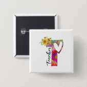 Badge Carré 5 Cm Professeur d'art (Devant & derrière)
