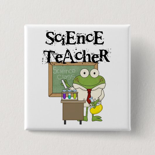 Badge Carré 5 Cm Professeur de sciences de la grenouille (Devant)