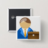 Badge Carré 5 Cm Professional Businessman Icon with Briefcase (Devant & derrière)