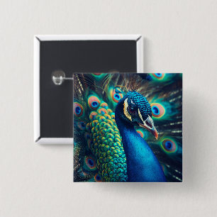 Badge Carré 5 Cm Profil Peacock