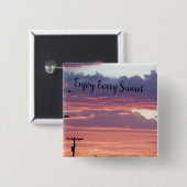 Badge Carré 5 Cm Profitez De Chaque Coucher De Soleil (Devant & derrière)