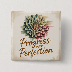 Badge Carré 5 Cm Progrès plutôt que Perfection