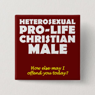 Badge Carré 5 Cm Prolife Offensive Homme Christian Button Pin
