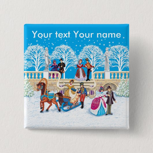 Badge Carré 5 Cm Promenade hivernale (Devant)