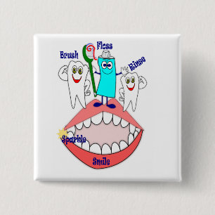 Badge Carré 5 Cm Promouvoir l'hygiène dentaire