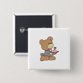 Badge Carré 5 Cm proposal or ring bearer teddy bear design (Devant & derrière)