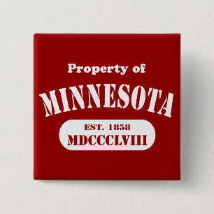Badge Carré 5 Cm Propriété du Minnesota - n'importe quelle couleur!