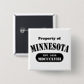 Badge Carré 5 Cm Propriété du Minnesota -texte noir (Devant & derrière)