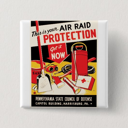 Badge Carré 5 Cm Protection aérienne (Devant)