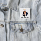 Badge Carré 5 Cm Protéger Le Bouton Vote 2022 (En situation)