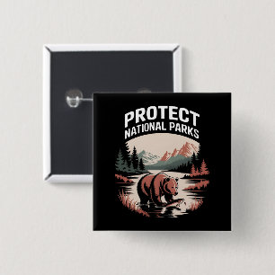 Badge Carré 5 Cm Protéger nos parcs nationaux