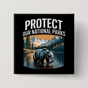 Badge Carré 5 Cm Protéger nos parcs nationaux