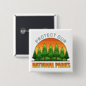 Badge Carré 5 Cm Protéger nos parcs nationaux Soutien (Devant & derrière)