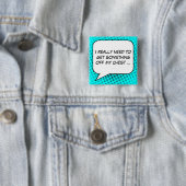 Badge Carré 5 Cm Protest Speech Buble Your Message Modèle (En situation)