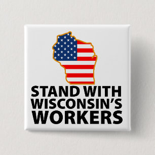 Badge Carré 5 Cm Protestations du Wisconsin