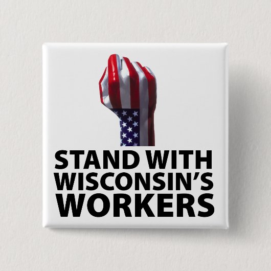 Badge Carré 5 Cm Protestations du Wisconsin (Devant)