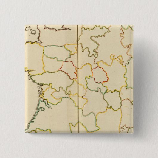 Badge Carré 5 Cm Provinces, France Plan (Devant)