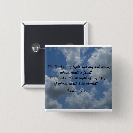 Badge Carré 5 Cm Psaume 27:1 (Devant & derrière)