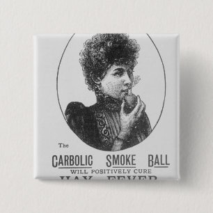 Badge Carré 5 Cm Publicité pour la boule de fumée carbolique