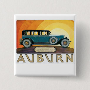 Badge Carré 5 Cm Publicité vintage Auburn Motors Sunburst