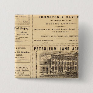 Badge Carré 5 Cm Publicités pétrolières de New York et de Pennsylva