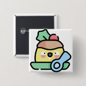Badge Carré 5 Cm pudding de noël (Devant & derrière)