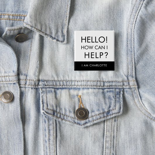 Badge Carré 5 Cm Puis-je aider Organity Event Volunteer Custom (En situation)