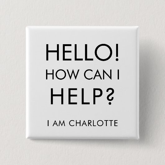 Badge Carré 5 Cm Puis-je aider Organity Event Volunteer Custom (Devant)