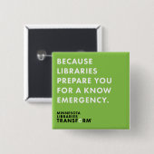 Badge Carré 5 Cm Puisque sachez vert boutonnez (Devant & derrière)