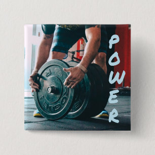 Badge Carré 5 Cm Puissance Poids Levant Gymnase Santé