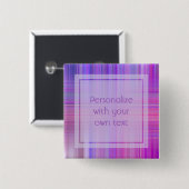 Badge Carré 5 Cm Purple Bokeh Plaid Texte personnalisé (Devant & derrière)