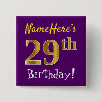 Purple, Faux Gold 29ème Anniversaire, Avec Nom Per