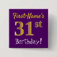 Purple, Faux Gold 31ème Anniversaire, Avec Nom Per
