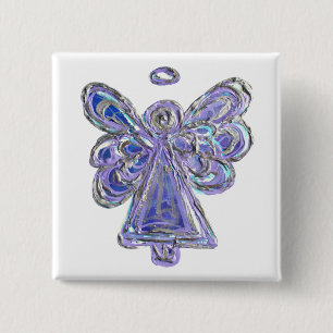 Badge Carré 5 Cm Purple Guardian Angel Custom Holiday Button Pin
