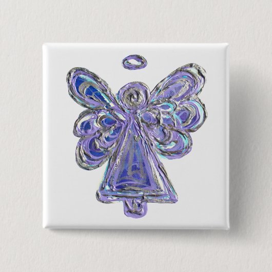 Badge Carré 5 Cm Purple Guardian Angel Custom Holiday Button Pin (Devant)