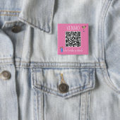 Badge Carré 5 Cm QR Code VENMO la mariée une boite Bachelorette Par (En situation)
