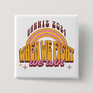 Badge Carré 5 Cm Quand nous combattons, nous gagnons Harris 2024