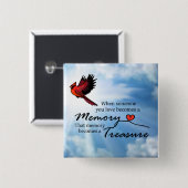 Badge Carré 5 Cm Quand quelqu'un que vous aimez, cardinal (Devant & derrière)