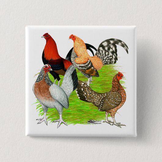 Badge Carré 5 Cm Quartet à l'anglais (Devant)