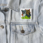 Badge Carré 5 Cm Quartet petit de poule (En situation)
