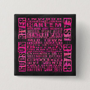 Badge Carré 5 Cm Quartiers NYC Hot Rose