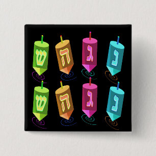 Badge Carré 5 Cm Quatre boutons de Dreidels