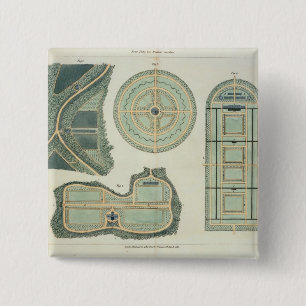 Badge Carré 5 Cm Quatre plans pour des potagers, des 'signes sur