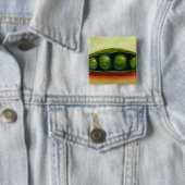 Badge Carré 5 Cm Quatre pois dans un art original unique (En situation)