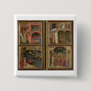 Badge Carré 5 Cm Quatre scènes de la vie de Saint-Nicolas : NIC de