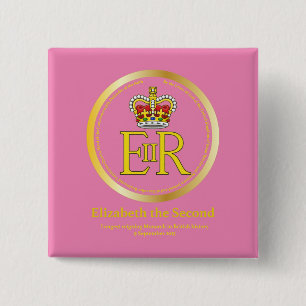 Badge Carré 5 Cm Queen Elizabeth II Reign
