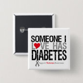 Badge Carré 5 Cm Quelqu'Un Que J'Aime A Le Diabète (Devant & derrière)